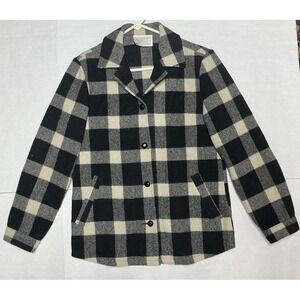 Vtg Pendleton Jacket Women's Medium Plaid 100% Virgin Wool Made USA 60s Pockets